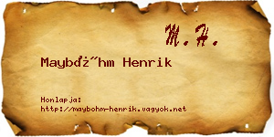 Mayböhm Henrik névjegykártya